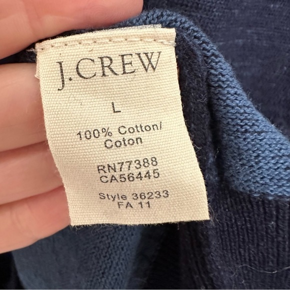 J. Crew Sweater Men's Large Navy Cotton Crewneck Classic Long Sleeves - Picture 4 of 6